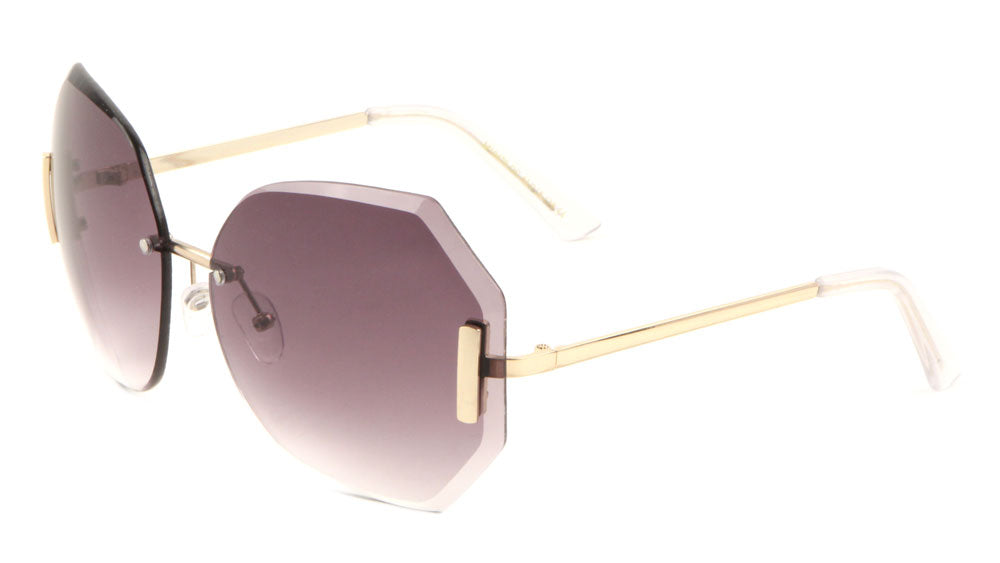 Rimless Butterfly Oceanic Color Rectangular Accent Wholesale Bulk Sunglasses