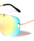 Rimless Solid One Piece Metal Top Bar Color Mirror Wholesale Bulk Sunglasses