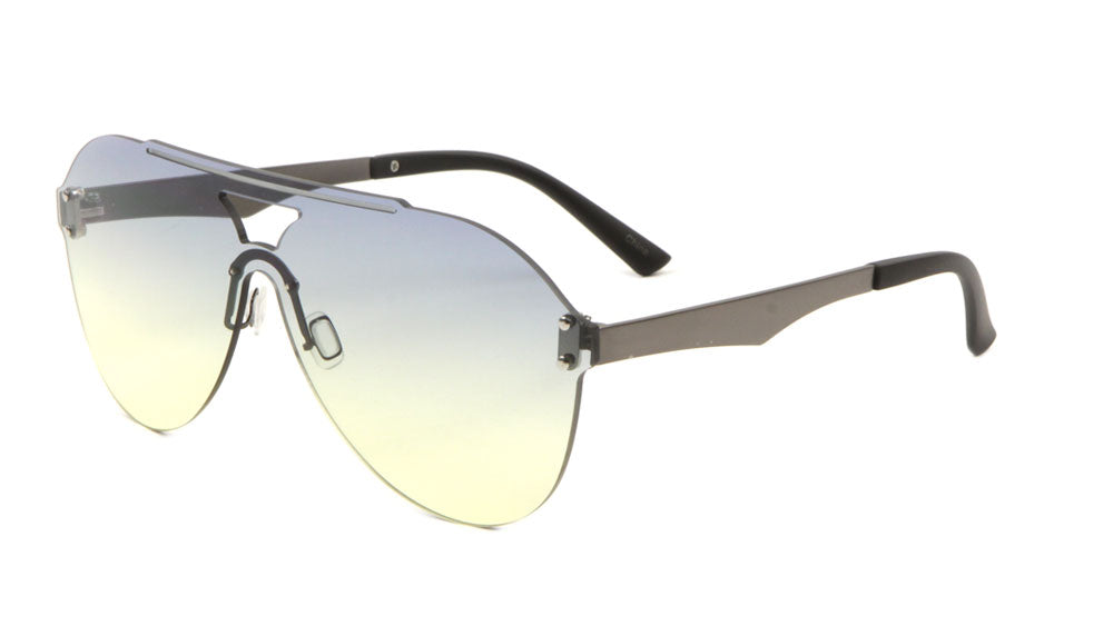 Rimless Solid One Piece Oceanic Color Aviators Bulk Sunglasses