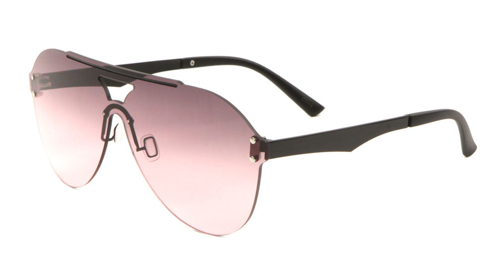 Rimless Solid One Piece Oceanic Color Aviators Bulk Sunglasses