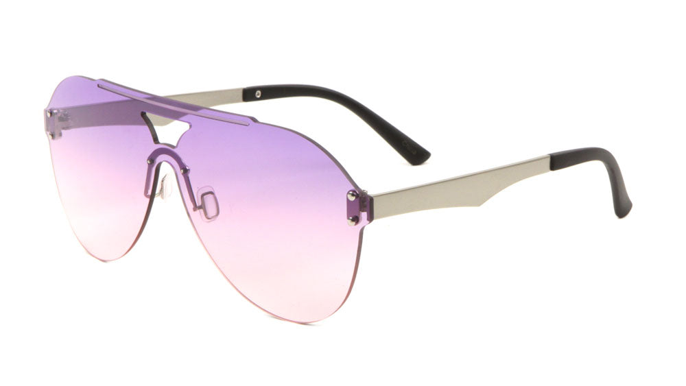 Rimless Solid One Piece Oceanic Color Aviators Bulk Sunglasses