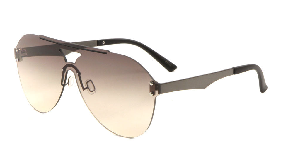 Rimless Solid One Piece Oceanic Color Aviators Bulk Sunglasses