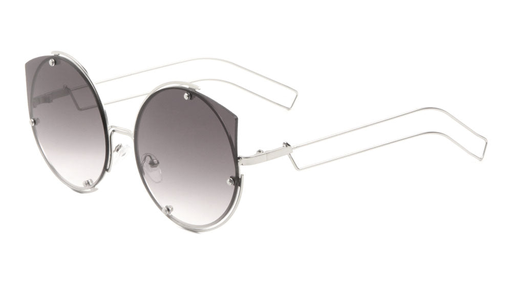 Rimless Cat Eye Color Mirror Fashion Wholesale Sunglasses