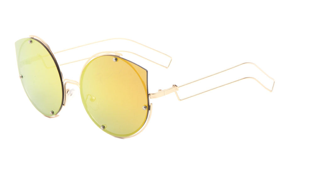 Rimless Cat Eye Color Mirror Fashion Wholesale Sunglasses