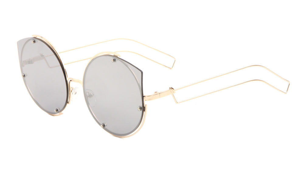 Rimless Cat Eye Color Mirror Fashion Wholesale Sunglasses