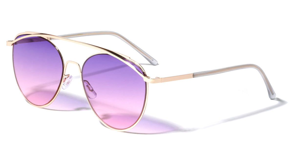 Rounded Oceanic Color Aviators Wholesale Sunglasses