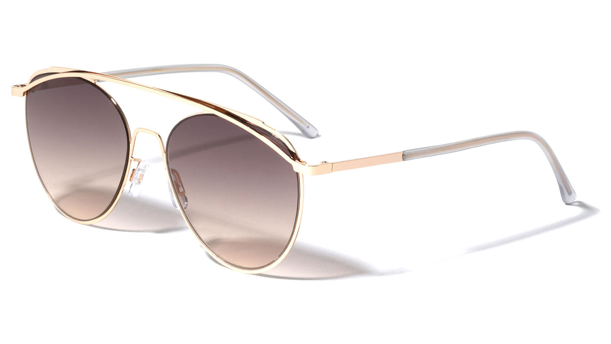 Rounded Oceanic Color Aviators Wholesale Sunglasses