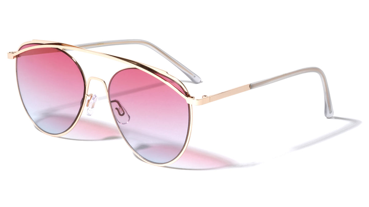 Rounded Oceanic Color Aviators Wholesale Sunglasses