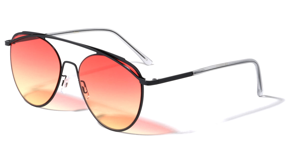 Rounded Oceanic Color Aviators Wholesale Sunglasses
