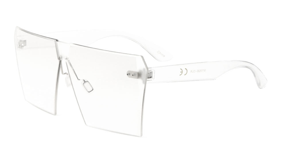 Squared Solid One Piece Clear Lens Wholesale Bulk Glasses