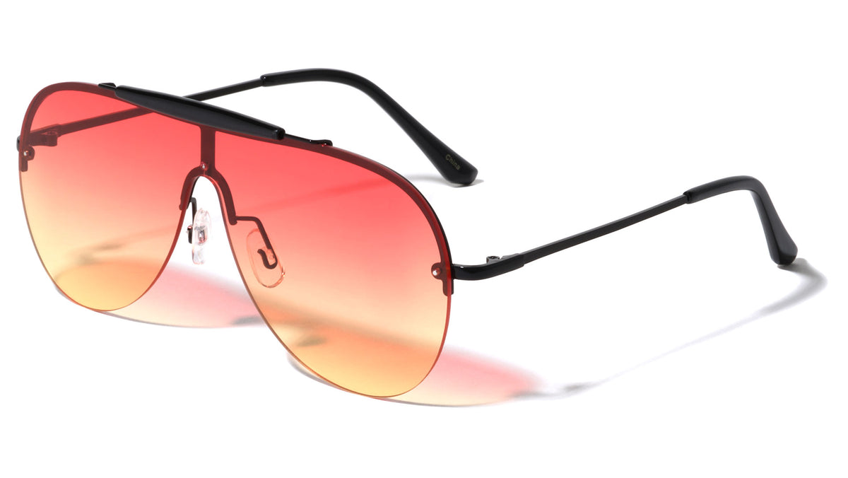 Rimless Solid One Piece Oceanic Color Lens Wholesale Sunglasses
