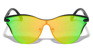 Retro Relief One Piece Color Mirror Lens Wholesale Sunglasses