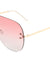 Rounded Rimless Solid One Piece Oceanic Color Lens Bulk Sunglasses