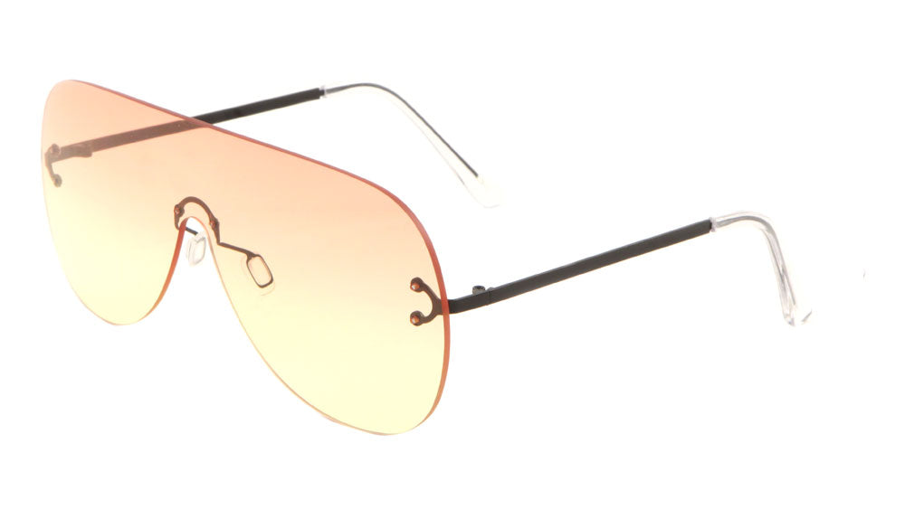 Rounded Rimless Solid One Piece Oceanic Color Lens Bulk Sunglasses