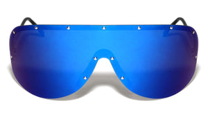 Polarized Rimless Solid One Piece Studded Color Mirror Lens Wholesale Sunglasses