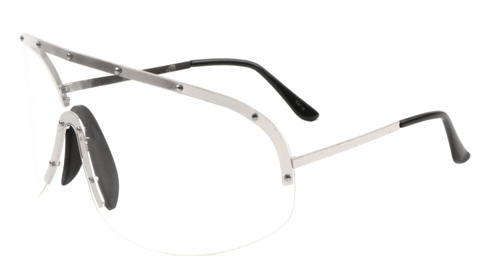 Rimless Solid One Piece Studded Clear Lens Wholesale Bulk Glasses