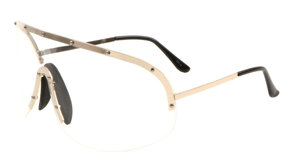 Rimless Solid One Piece Studded Clear Lens Wholesale Bulk Glasses
