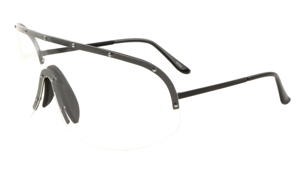 Rimless Solid One Piece Studded Clear Lens Wholesale Bulk Glasses
