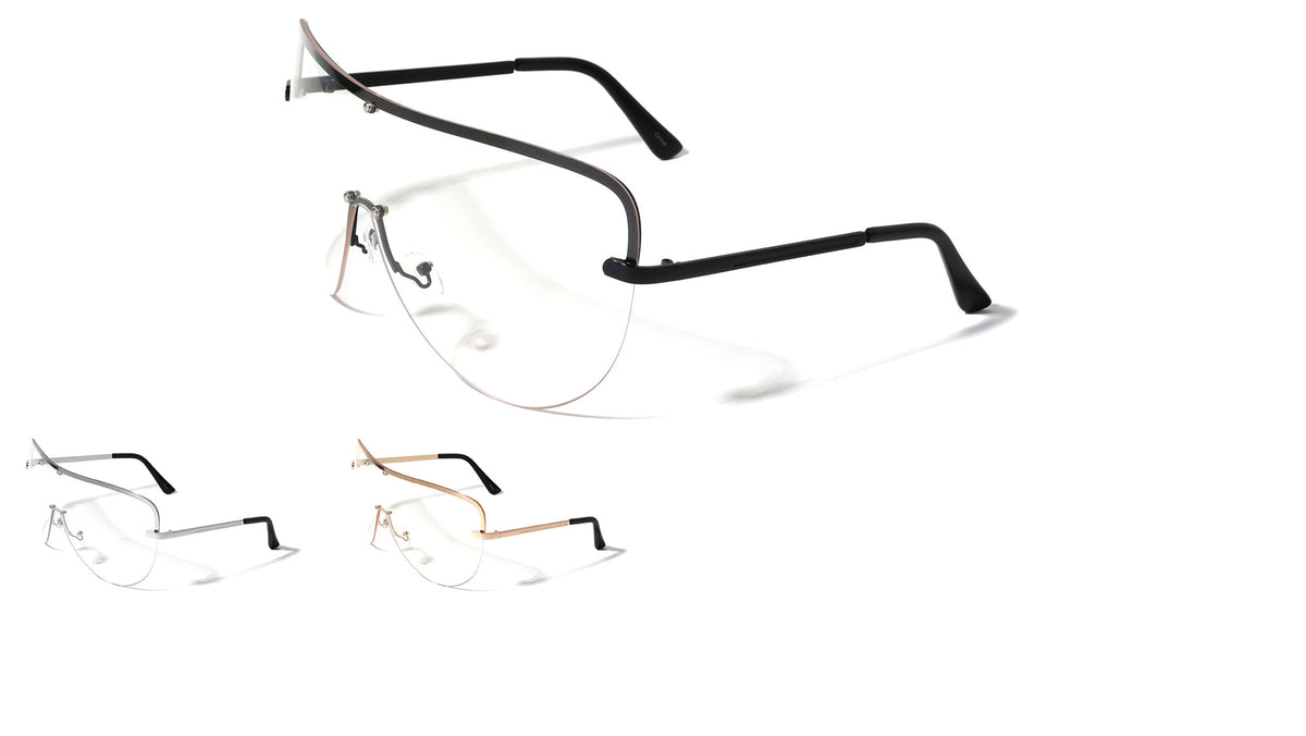 Clear Lens Rimeless Solid One Piece Lens Wholesale Bulk Glasses