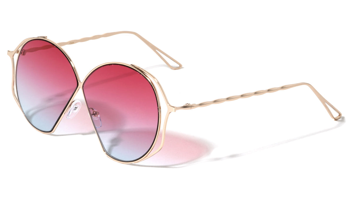 Twist Temple Oceanic Color Angled Round Bulk Sunglasses