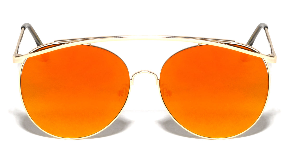 Large Rounded Color Mirror Aviators Wholesale Bulk Sunglasses