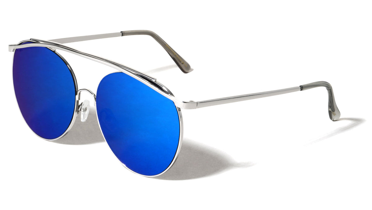 Large Rounded Color Mirror Aviators Wholesale Bulk Sunglasses