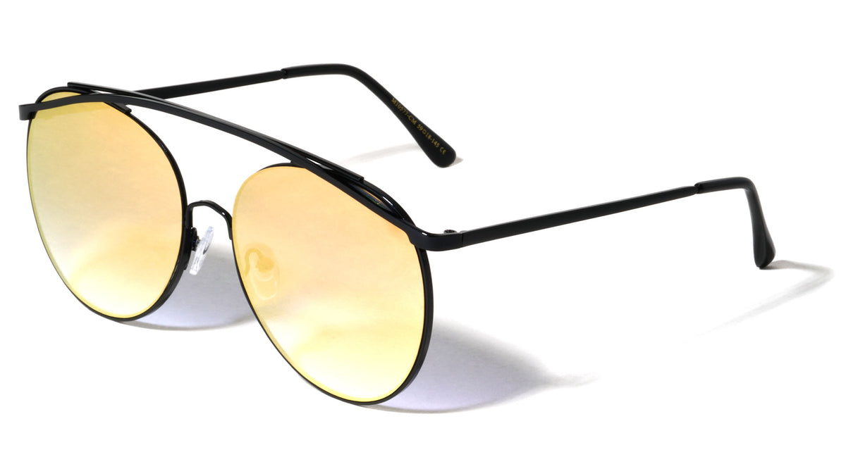 Large Rounded Color Mirror Aviators Wholesale Bulk Sunglasses