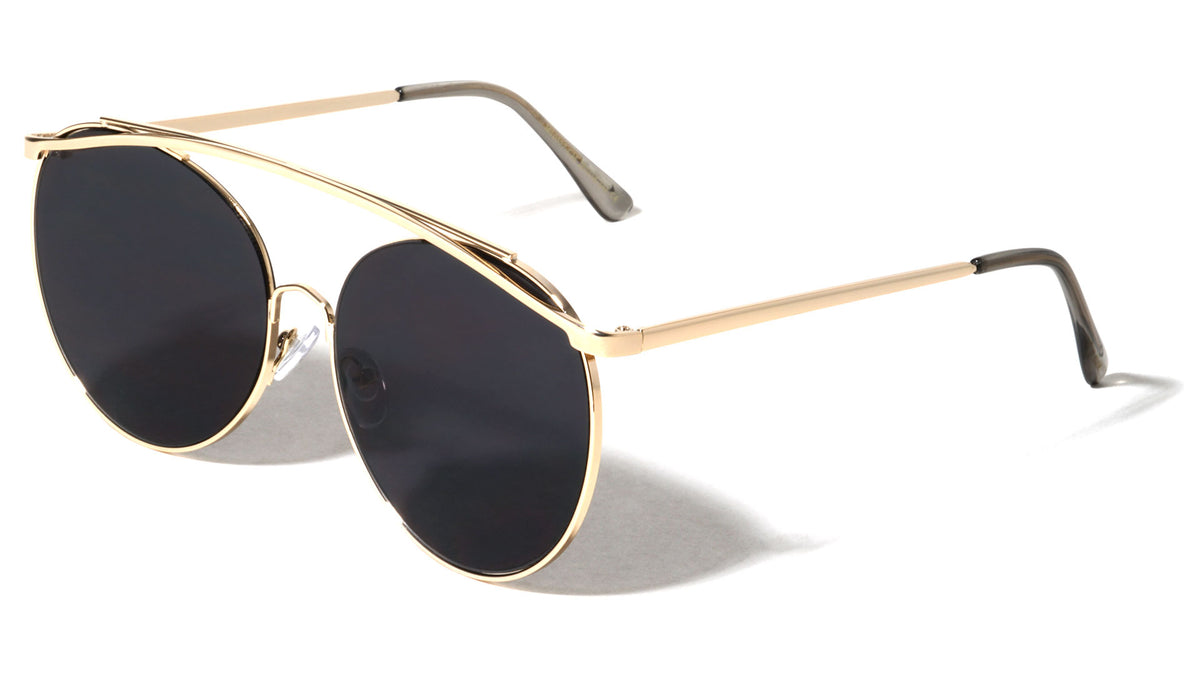 Large Rounded Color Mirror Aviators Wholesale Bulk Sunglasses