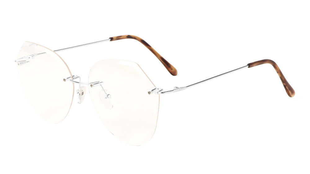 Rimless Butterfly Angled Clear Lens Wholesale Bulk Glasses