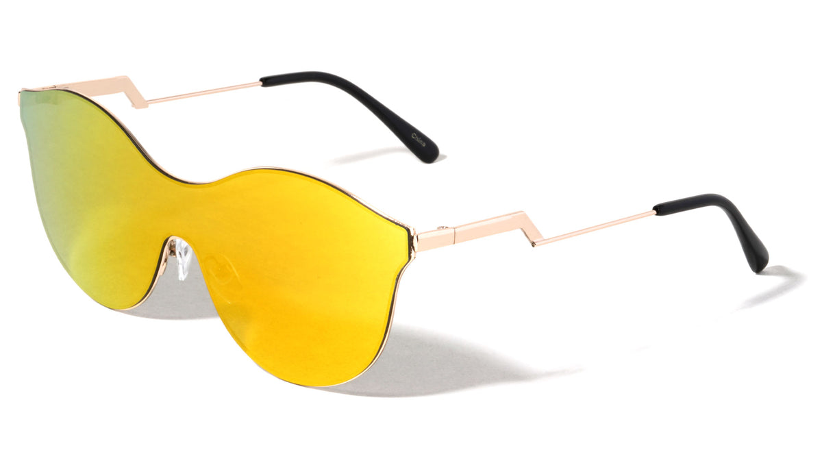 Modern Relief One Piece Color Mirror Lens Bulk Sunglasses