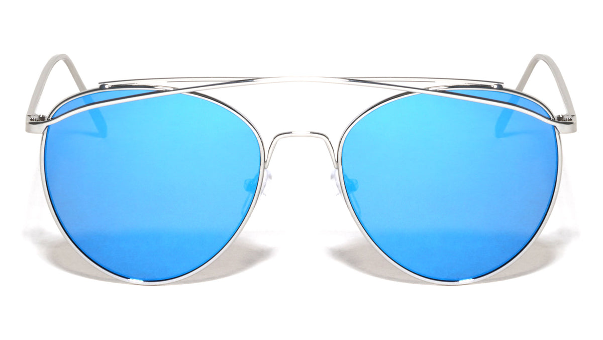 Aviators Color Mirror Fancy Top Brow Bar Lens Sunglasses Wholesale
