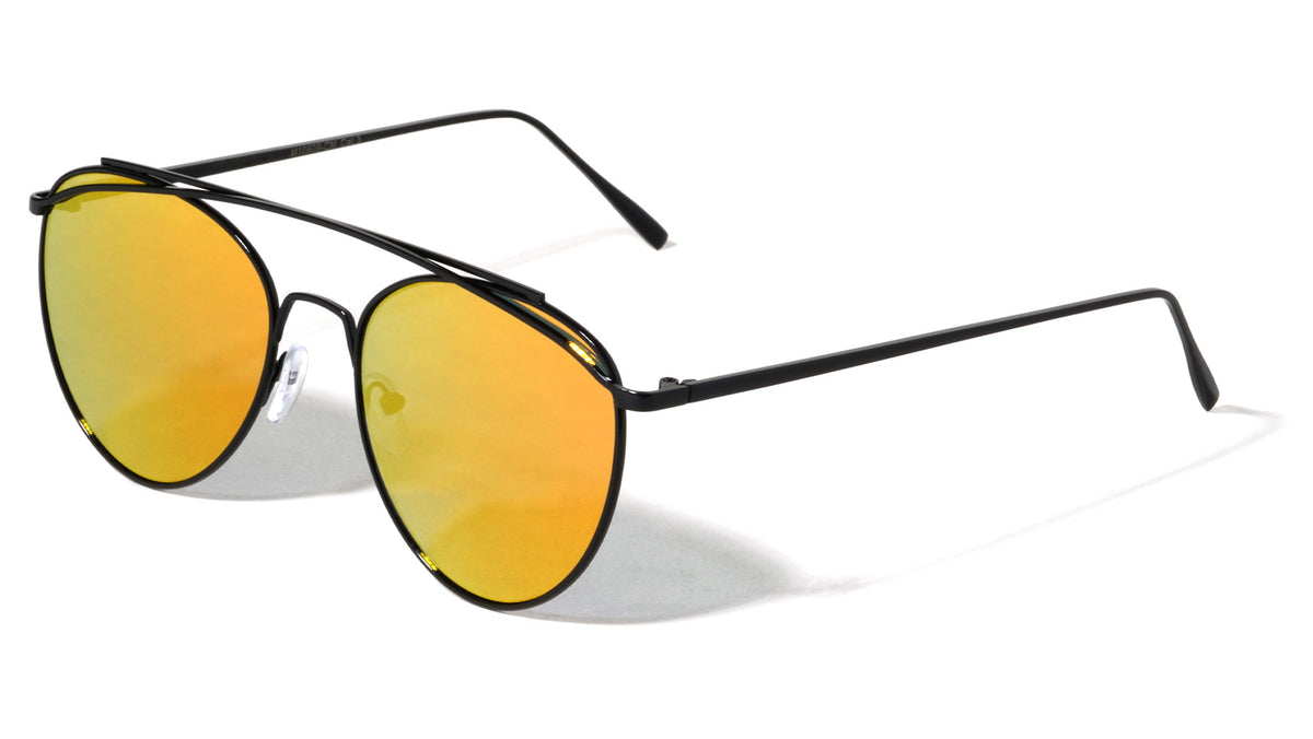 Aviators Color Mirror Fancy Top Brow Bar Lens Sunglasses Wholesale