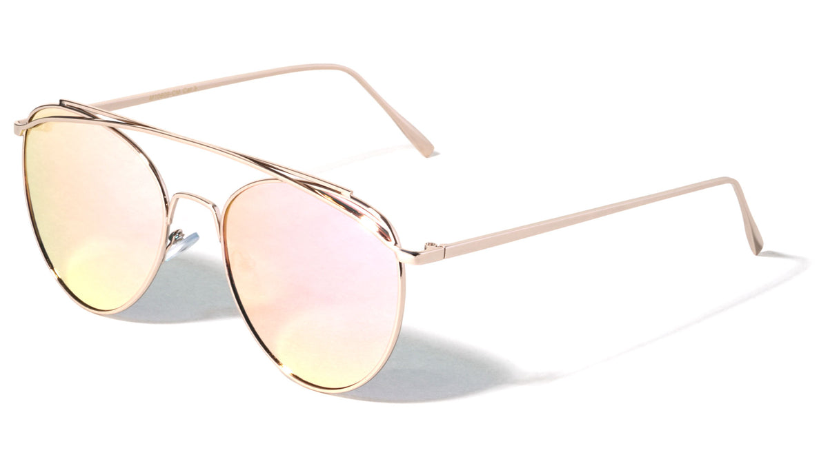 Aviators Color Mirror Fancy Top Brow Bar Lens Sunglasses Wholesale