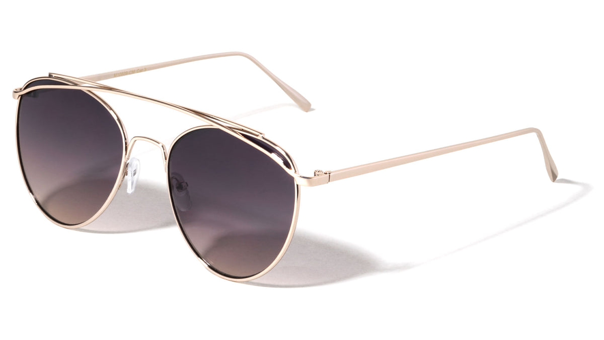 Aviators Color Mirror Fancy Top Brow Bar Lens Sunglasses Wholesale