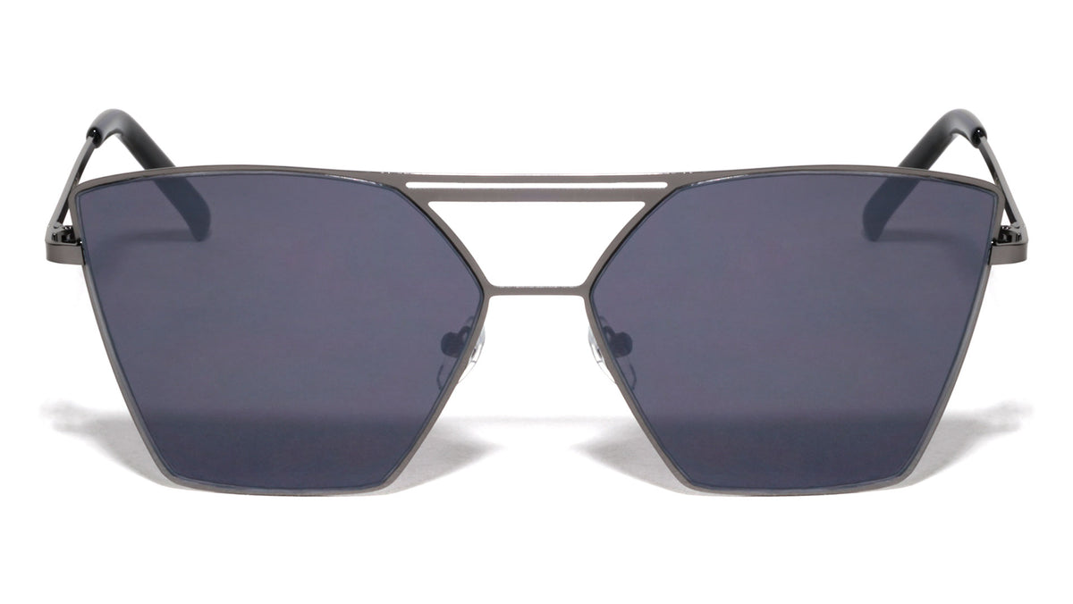 Cat Eye Angled Double Top Brow Bar Aviators Sunglasses Wholesale