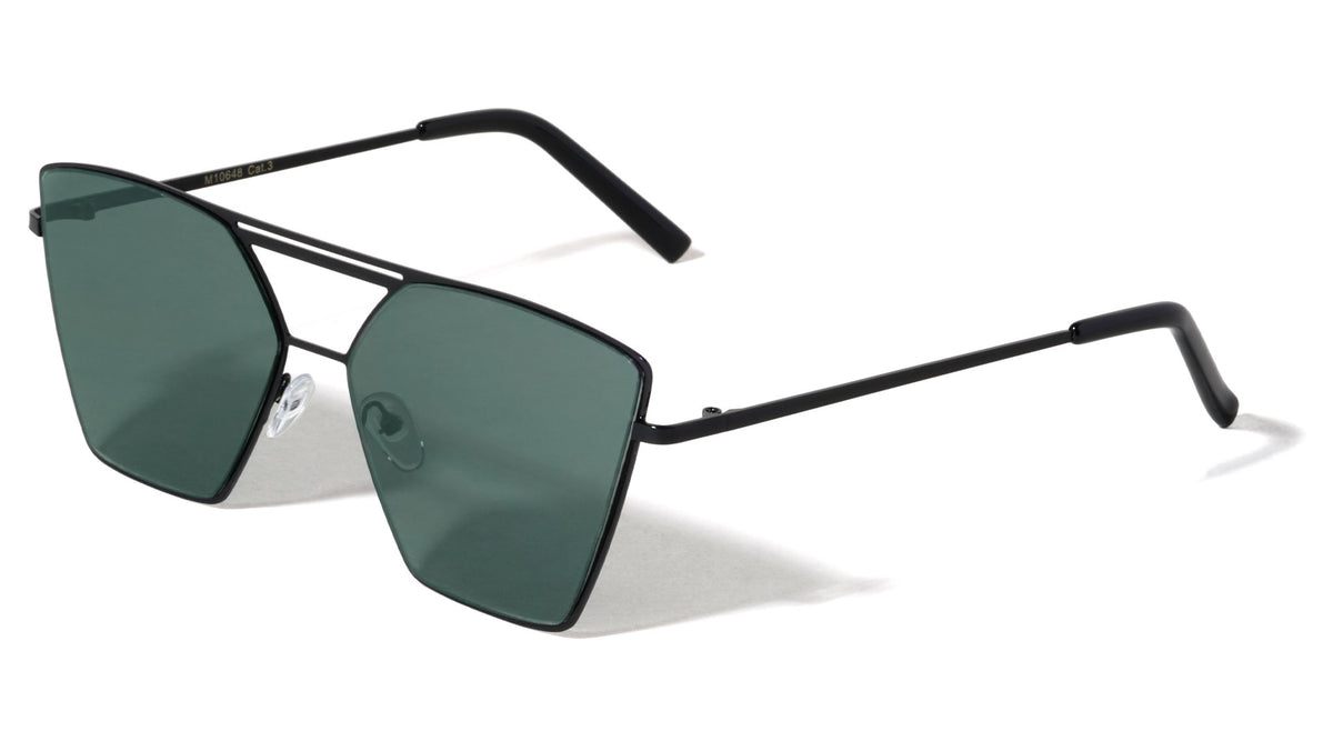 Cat Eye Angled Double Top Brow Bar Aviators Sunglasses Wholesale