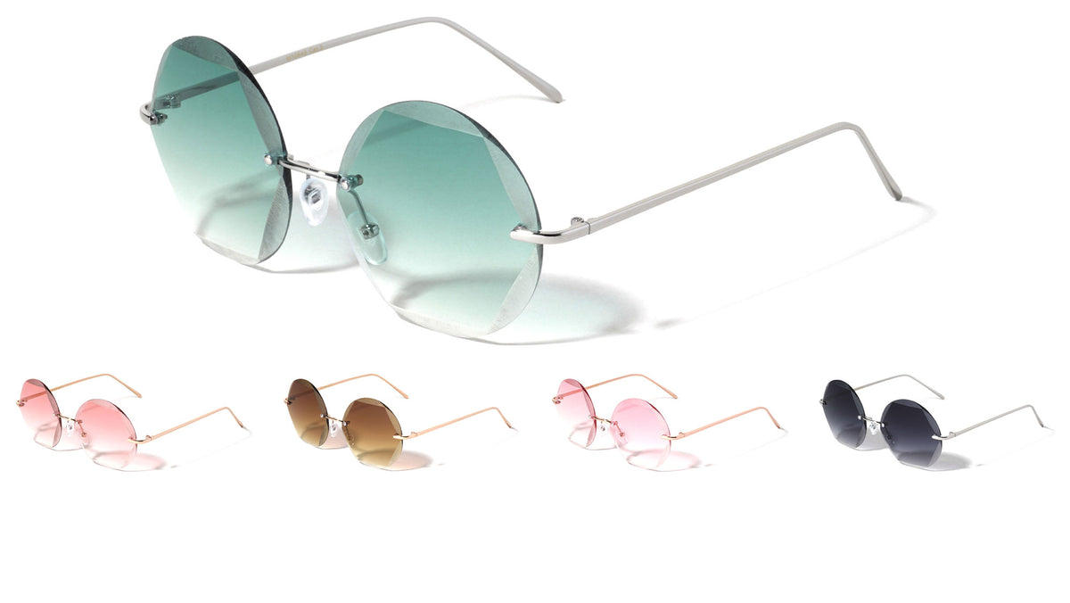 Round Geometric Rimless Metal Sunglasses Wholesale