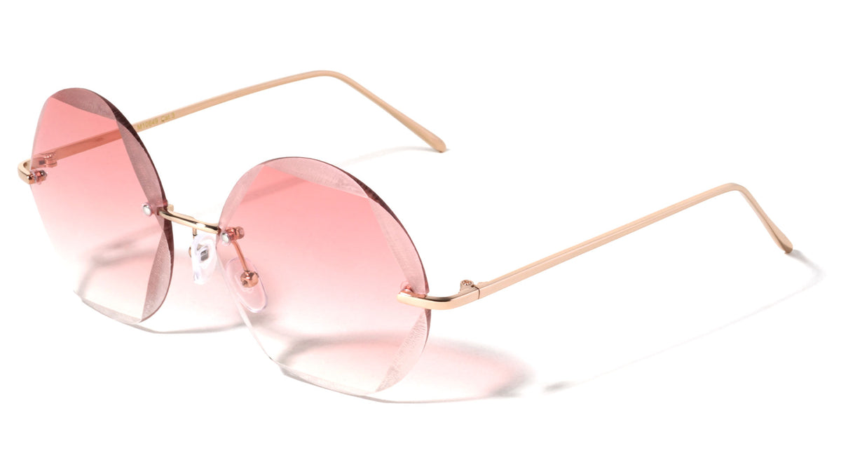 Round Geometric Rimless Metal Sunglasses Wholesale