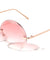 Round Geometric Rimless Metal Sunglasses Wholesale