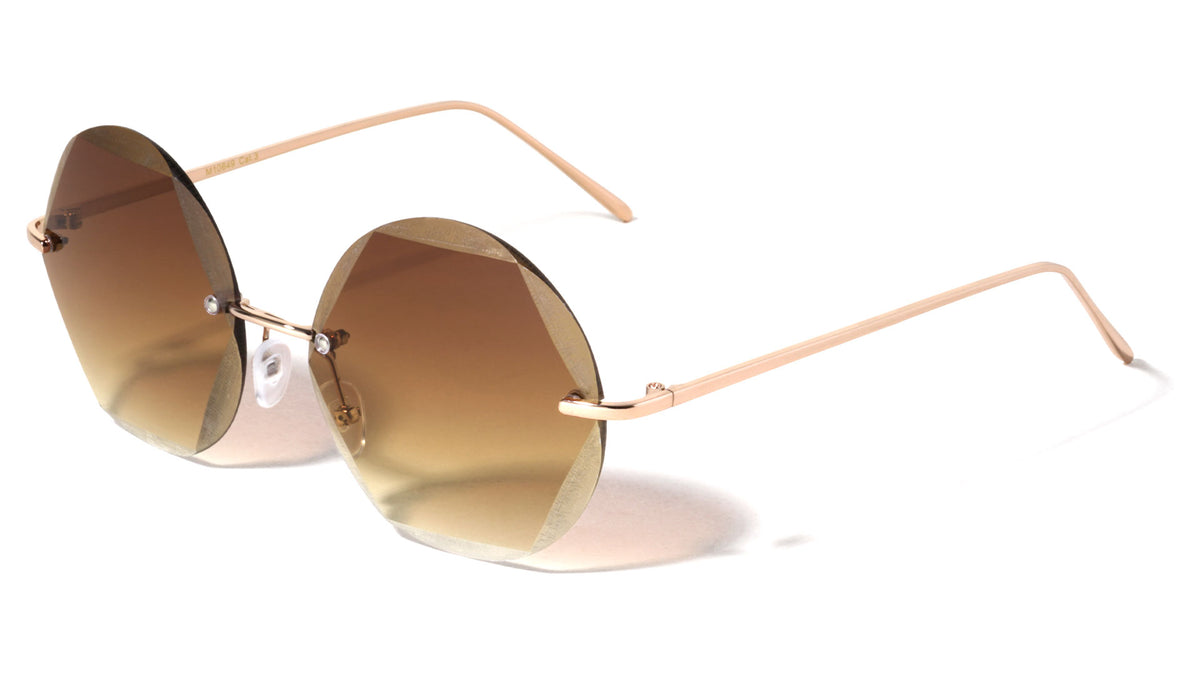 Round Geometric Rimless Metal Sunglasses Wholesale