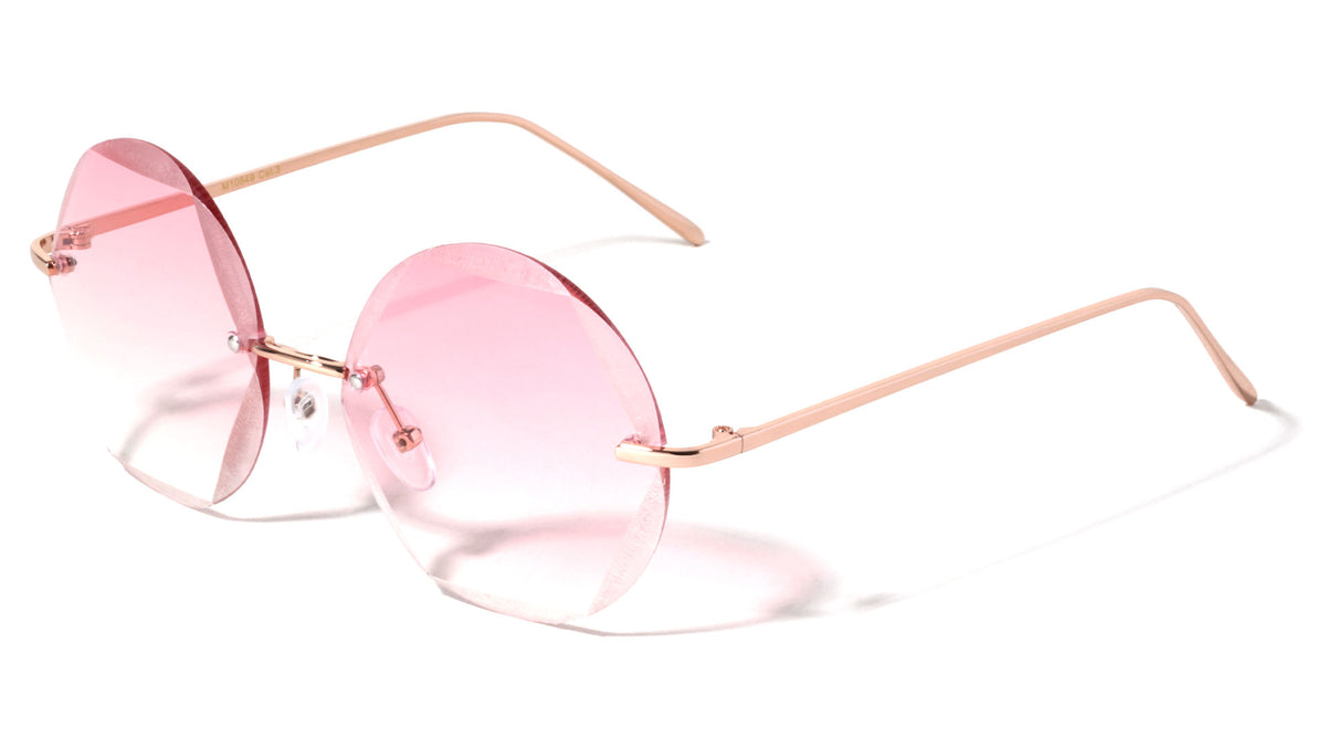 Round Geometric Rimless Metal Sunglasses Wholesale