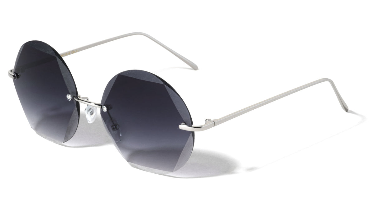 Round Geometric Rimless Metal Sunglasses Wholesale