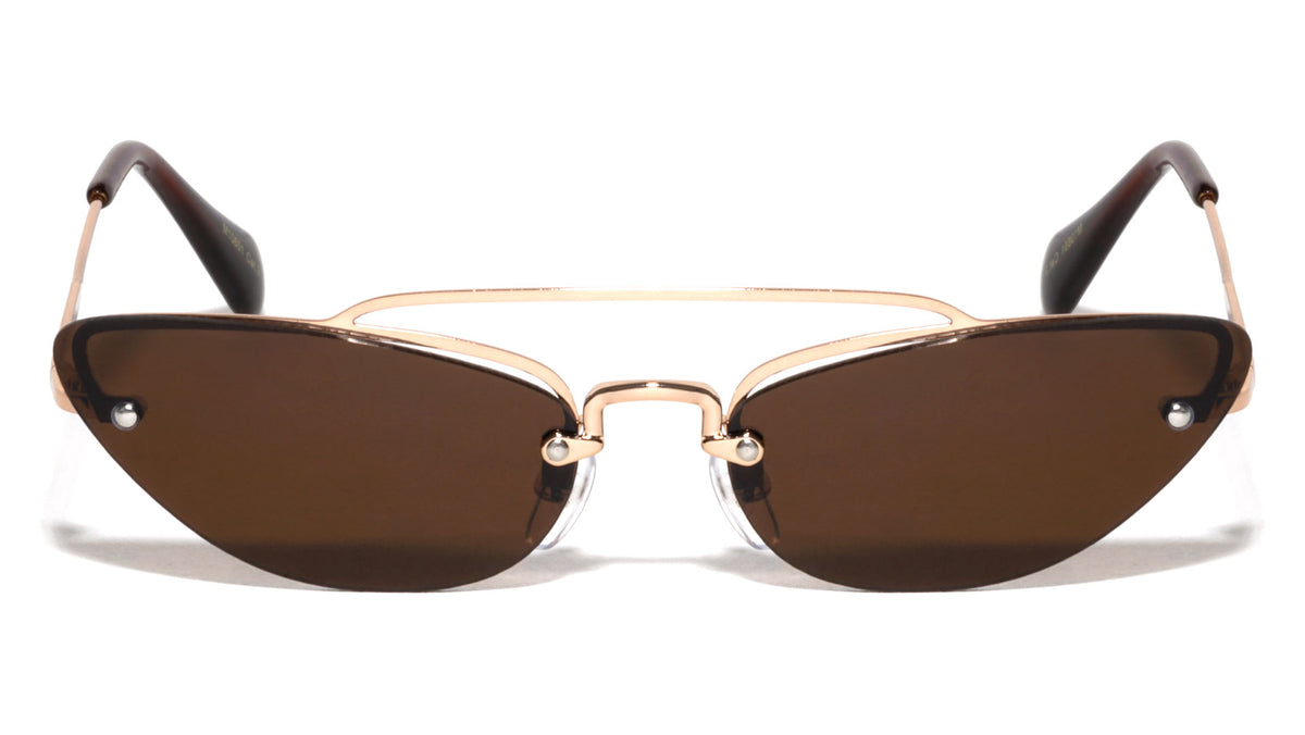 Small Metal Aviator Cat Eye Rimless Sunglasses Wholesale