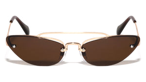 Small Metal Aviator Cat Eye Rimless Sunglasses Wholesale