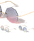 Geometric Rimless Metal Oceanic Color Gradient Sunglasses