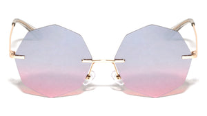 Geometric Rimless Metal Oceanic Color Gradient Sunglasses