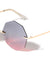 Geometric Rimless Metal Oceanic Color Gradient Sunglasses