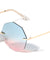 Geometric Rimless Metal Oceanic Color Gradient Sunglasses
