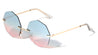 Geometric Rimless Metal Oceanic Color Gradient Sunglasses