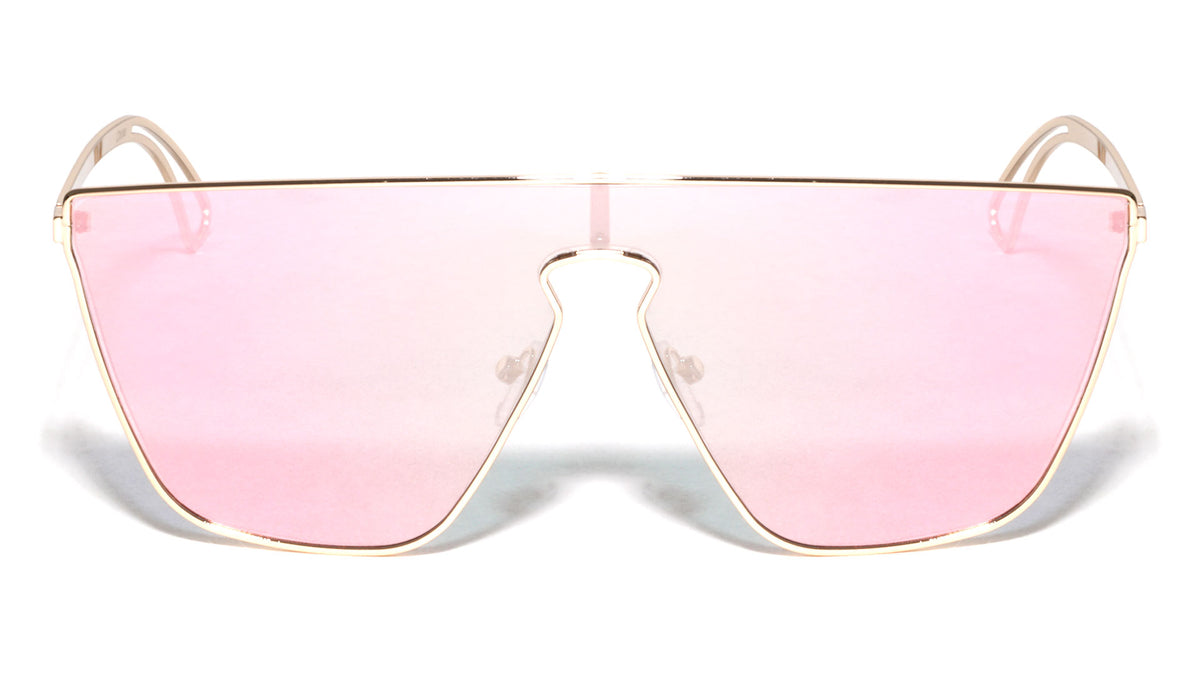 Flat Top One Piece Shield Keyhole Nose Sunglasses Wholesale